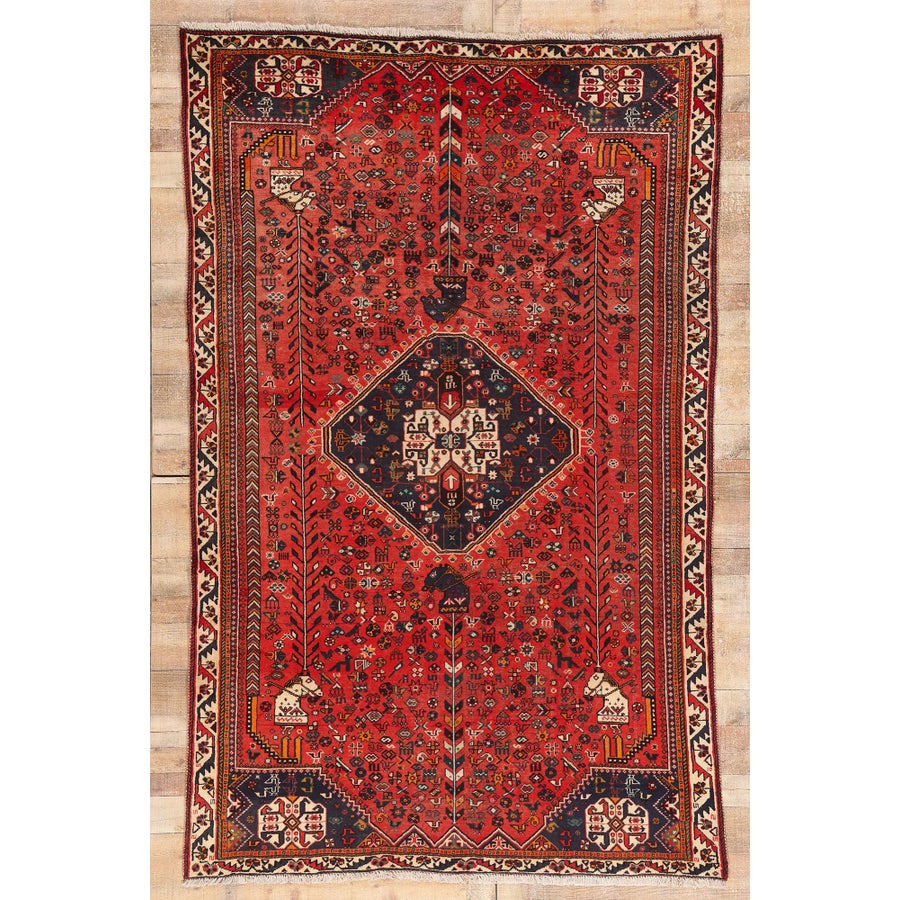 Antique Persian Qashqai Rug, 06'01 X 09'01 | Chairish