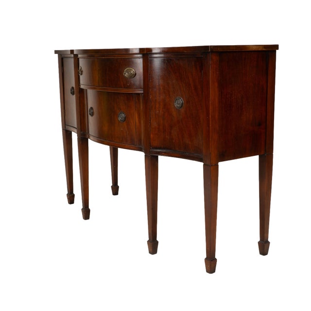 Vintage Mahogany Bow Front Buffet Server Hepplewhite Style Sideboard For Sale - Image 14 of 18
