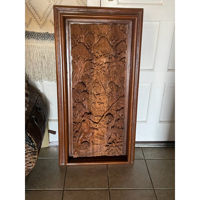 Hand Carved Fisherman Wood Relief Wall Hanging For Sale - Image 10 of 11