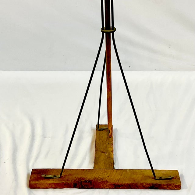 1920s Antique Coastal Americana Folk Art Sailboat Weathervane on Pine Stand For Sale - Image 6 of 12