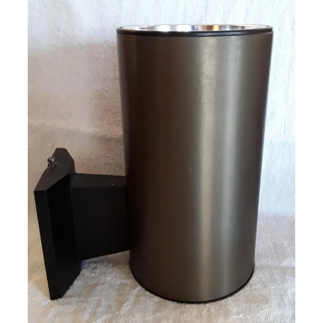 1980s German Cylindrical Brown Anodized and Satin Aluminum Wall Lamp from Hoffmeister, 1980s For Sale - Image 5 of 6