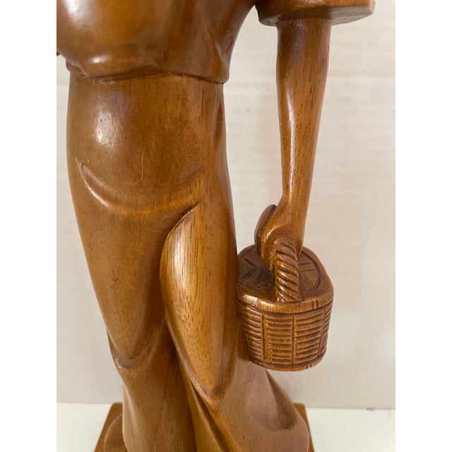 Rustic European Vintage Val Robbins Old World Teakwood Sculpture Marked For Sale - Image 3 of 10