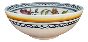 Hand Painted Ceramic Peacock Bowl From Nazari Portugal