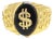 Money Sign Onyx Signet Ring 10k Yellow Gold, Size 9 For Sale
