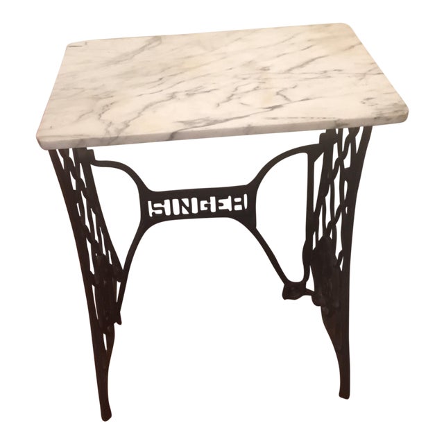 Marble Top Singer Sewing Machine Table Chairish