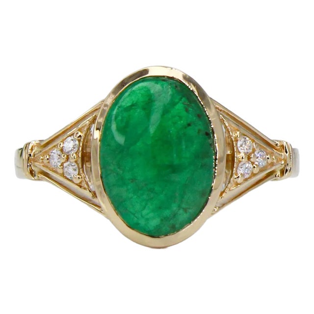 3ct Statement Emerald Ring w Natural Diamond Accents in 14K Gold | OV 11x8mm For Sale
