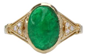 3ct Statement Emerald Ring w Natural Diamond Accents in 14K Gold | OV 11x8mm
