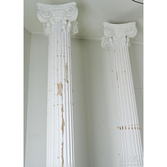 French 19th Century Pair of Monumental Painted Wood Columns For Sale - Image 4 of 12