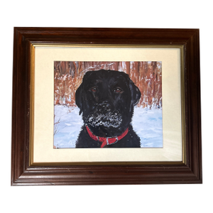 Contemporary Snowy Black Labrador Print by Judy Henn