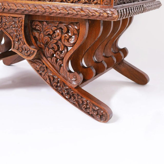 Pair of Thai Rosewood Elephant Howdah Saddle Style Chairs For Sale - Image 10 of 11