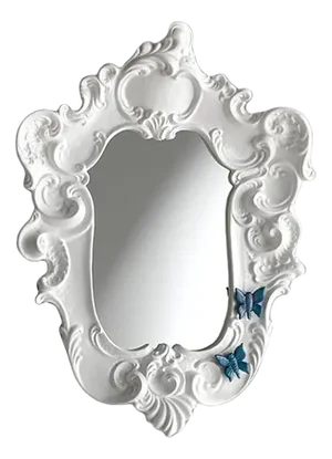 Baroque Mirror with Magnetic Butterflies in White from Rebirth Ceramics