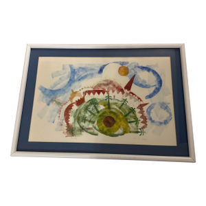1990s Very Rare Signed Lika Tov Art White Gravity Framed Numbered 11/1976