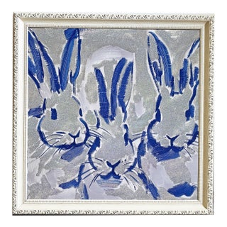 Bunny Hop Original Painting by Tatiana Duperault Abstract Bunny Art Framed Painting For Sale