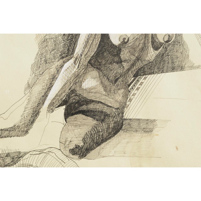 Michael William Eggleston Two Nudes Realism Pencil and Gouache on Paper Circa 1980s For Sale In Monterey, CA - Image 6 of 8