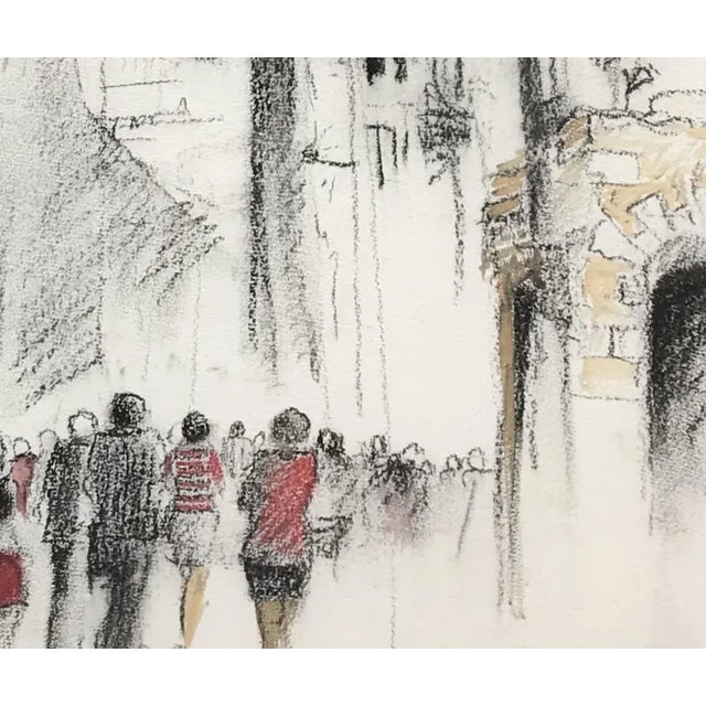 Pierre Duc, Ruelle Animée, 1980, Watercolor & Pastel on Paper, Framed For Sale - Image 4 of 8