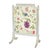 A French Louis XVI style fire screen offers white painted cared wood frame with gilt highlights and floral fabric, 20th...