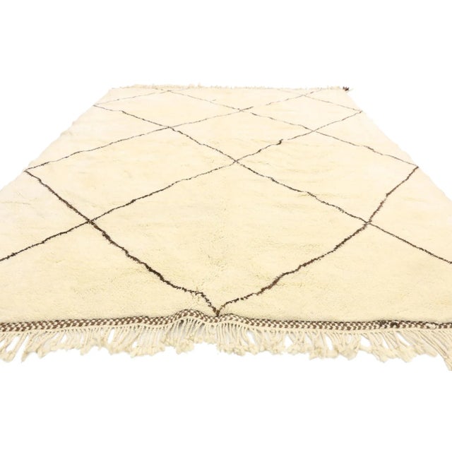 Mid-Century Modern Vintage Modern Beni Ourain Berber Moroccan Rug, 07'00 X 09'07 For Sale - Image 3 of 6