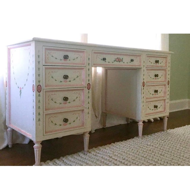 French Julia Gray Hand Painted Desk For Sale - Image 3 of 7