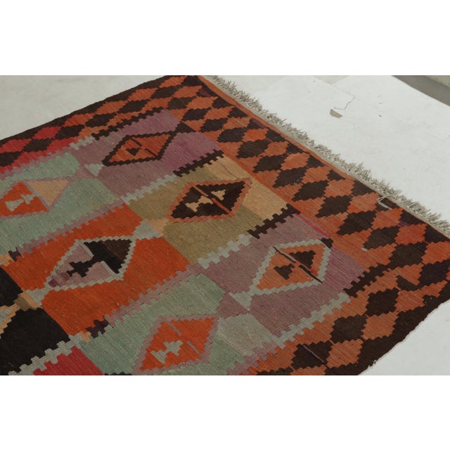 Rug & Kilim Vintage Persian Kilim Rug in Red, Orange and Blue Tribal Geometric Patterns For Sale - Image 4 of 7