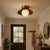 Crafted from solid brass and paired with a softly illuminated opal glass globe, this handcrafted flush mount ceiling light...