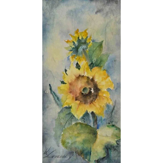 Flowers is an Original Watercolour realized by an unknown artist in 1970s. Good condition, included a cream colored...