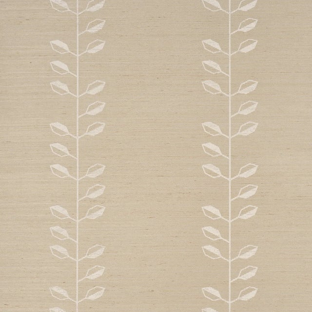 SAMPLE - Schumacher Geo Leaf Sisal Wallpaper In Bone & White For Sale