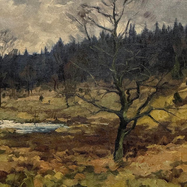 Framed Oil Painting on Canvas by Jean Francois (1903-1977) 'St. Hubert Forest' For Sale - Image 13 of 16