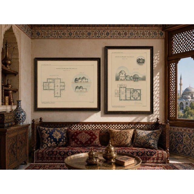 Title: Pair of Ottoman Hammam Architectural Plans, Bursa Thermal Baths, Alexandre M. Raymond, 1924 : An exceptionally...