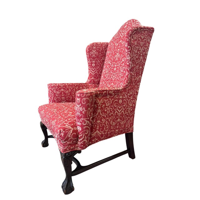 Bring timeless elegance to any room with this beautifully proportioned Queen Anne-style wingback chair. Upholstered in a...