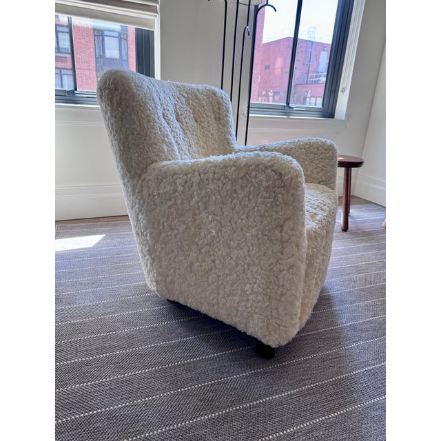 Maiden Home Perry Chair — Ivory Shearling / Charcoal Maple For Sale - Image 4 of 6