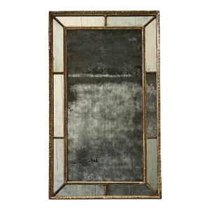 Antique 18th Century English George III Gilt Wood Adam Style Border Glass Mirror