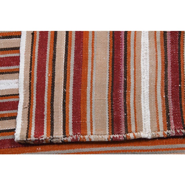 Textile Vintage Turkish Hand-Knotted Wool Cotton Red Kilim Rug For Sale - Image 7 of 10