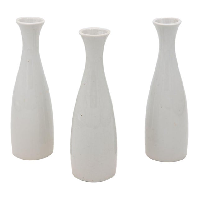 Collection of Three White Single Bud Vases, French Early 21st C. For Sale