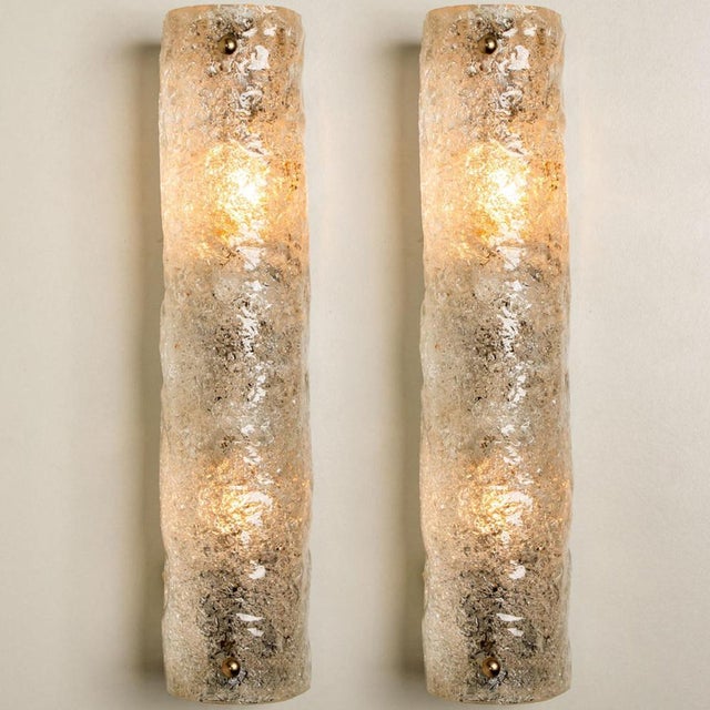 Ice Glass Wall Light from Hillebrand, Germany, 1960s For Sale - Image 4 of 10