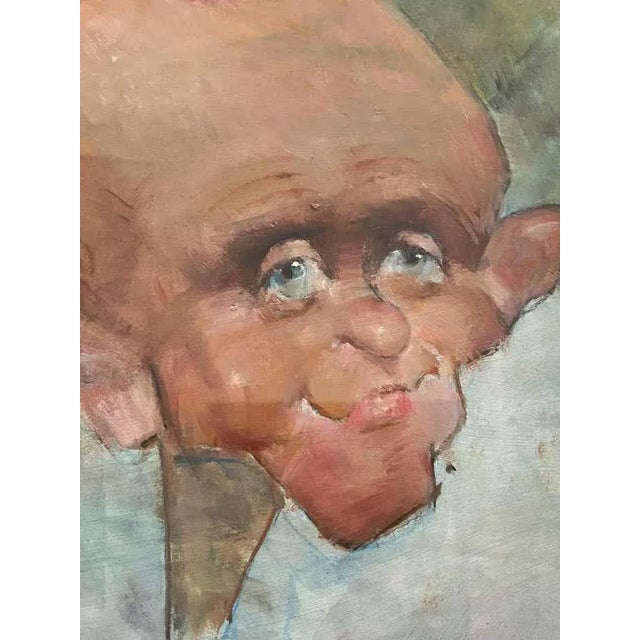 In this gouache portrait, Max Turner has opted for caricature. Caricature is a form of art that involves exaggerating a...