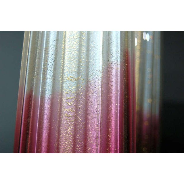 Barovier & Toso Vintage Murano Glass Lamps Cranberry & Cream For Sale - Image 4 of 9