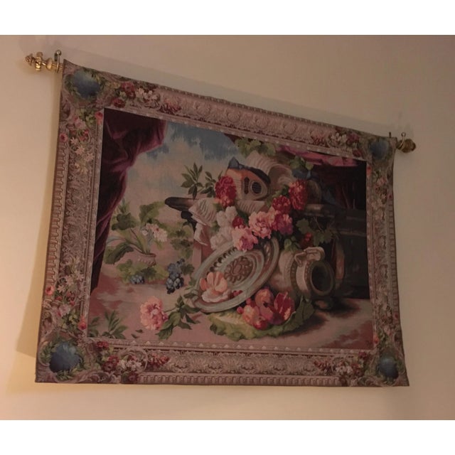 Made in Belgium lovely still life of instrument shield and pomegranate. The colors are bold and transition to soft tones....