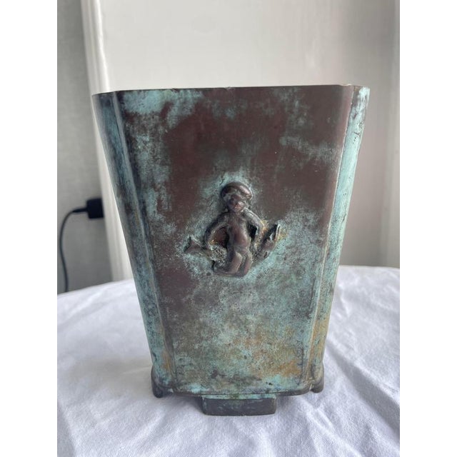 1930s Swedish Verdigris Bronze Vase attributed to GAB Guldsmedsaktiebolaget, 1930s For Sale - Image 5 of 9