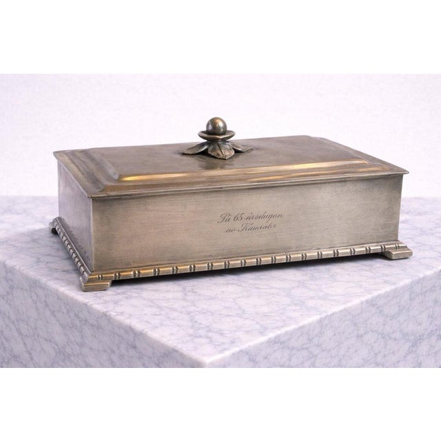 Swedish Art Deco Pewter Cigar Box from GAB Guldsmedsaktiebolaget, 1934 For Sale - Image 6 of 11