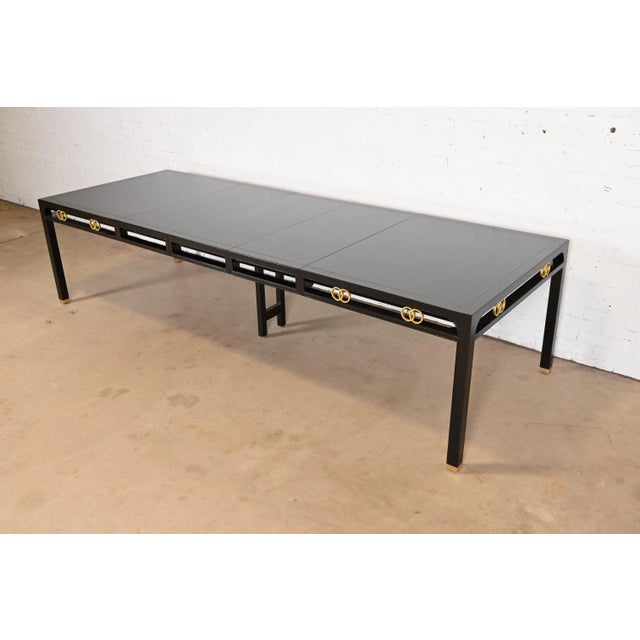 Michael Taylor for Baker Furniture Far East Collection Black Lacquered Extension Dining Table, Newly Refinished For Sale - Image 12 of 12