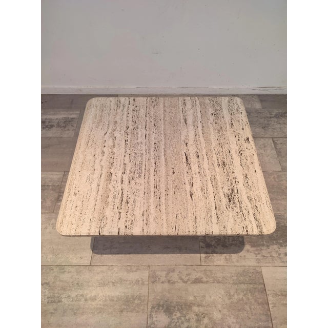 Square Travertine rough coffee table from France.