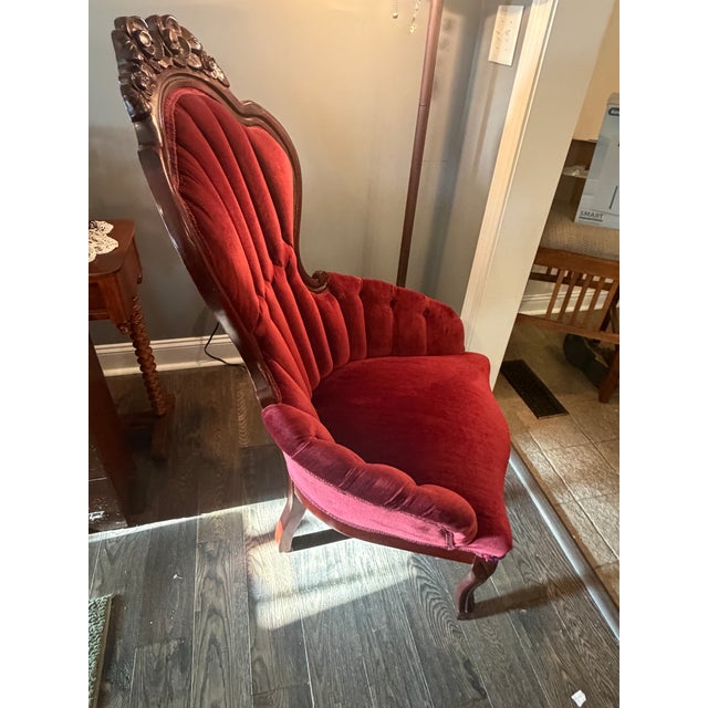Striking Victorian Revival Parlor Armchair by Kimball Furniture Reproduction Dated 6/25/1996 For Sale - Image 4 of 9