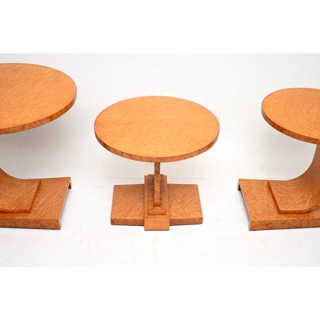 Wood Art Deco Birds Eye Maple J Nest of Tables from H and L Epstein, 1930, Set of 3 For Sale - Image 7 of 11