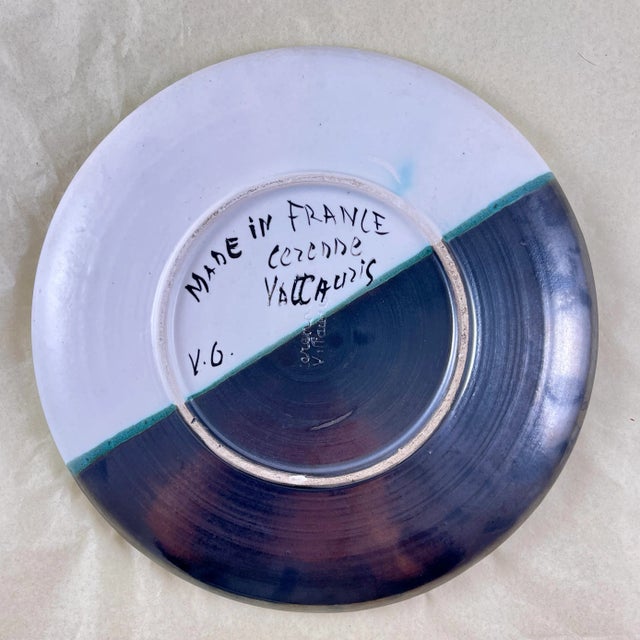 1940s Mid-Century French Atelier Cérenne à Vallauris Hand Made Signed Tulip Plate For Sale - Image 5 of 10