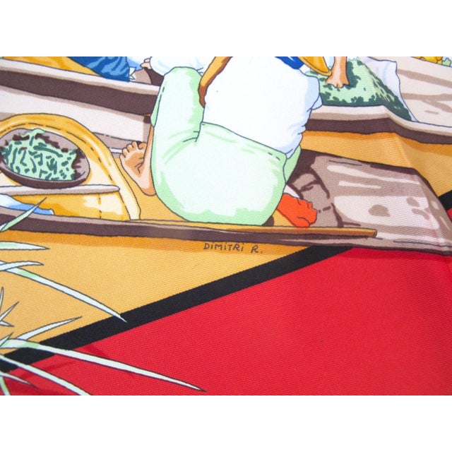 Hermes Paris Carre 90 Marché Flottant Du Lac Inlé Silk Scarf W/Box For Sale In Portland, OR - Image 6 of 14