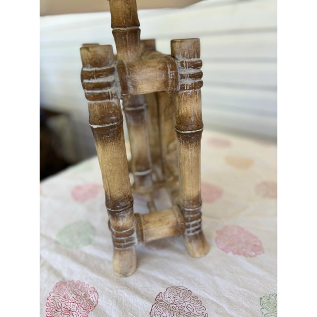 Pair of Pacific Coast Lighting Sculptural Faux Bamboo Chinoiserie Table Lamps For Sale - Image 4 of 12