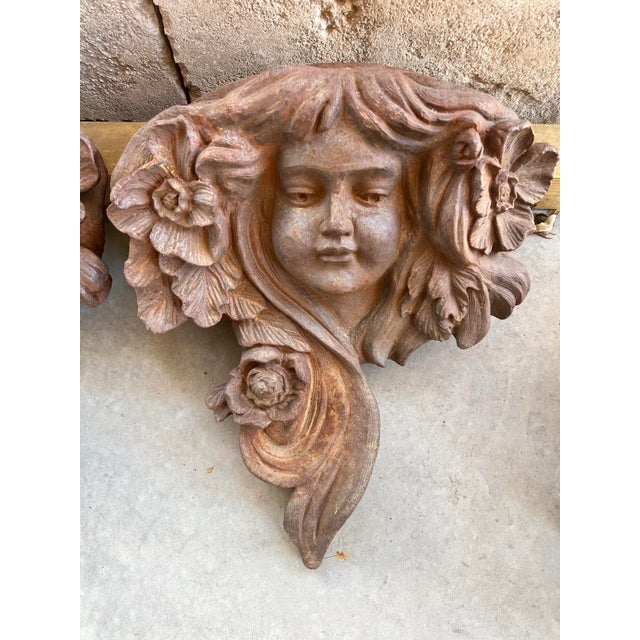 French Pair of Antique French Cast Iron Balcony Planters/Ornaments, Circa 1900 For Sale - Image 3 of 11