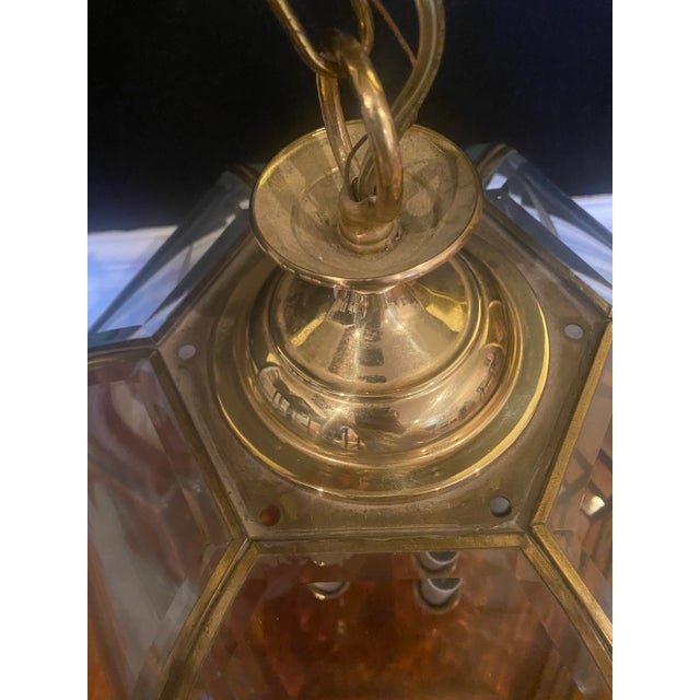 Fredrick Ramond Vintage Art Deco Lucite Waterfall Edge Chandelier With Etched Irises 1980s For Sale - Image 4 of 8