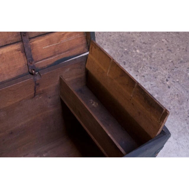 18th Century Early Americana Painted Wood Monogrammed Trunk For Sale - Image 11 of 12