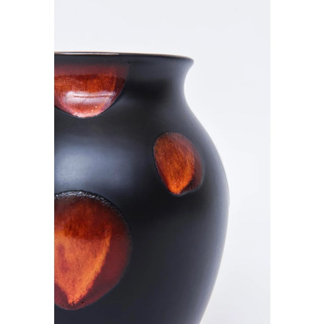1960s Vintage English Ceramic Black and Red Vase by Poole, 1960's For Sale - Image 5 of 9